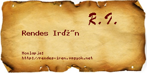Rendes Irén névjegykártya